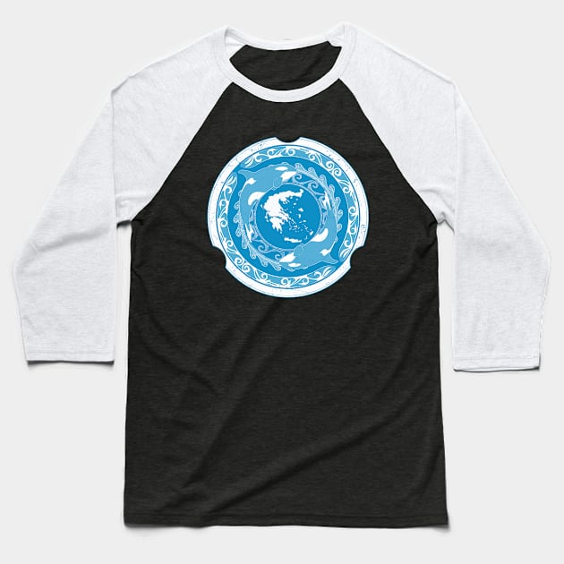 Killer Whales and Map of Greece Baseball T-Shirt by NicGrayTees